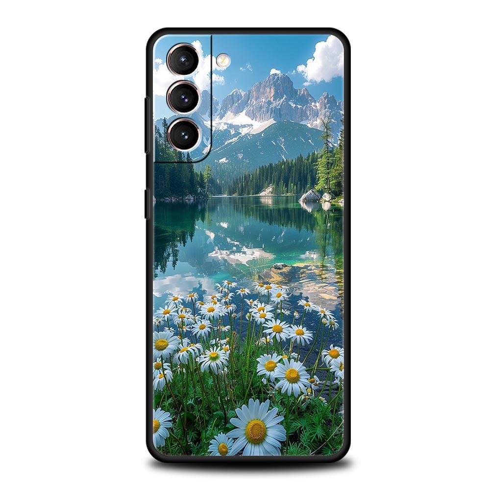 Cute Art Pretty Indie Hot Pink Phone Case For Samsung Galaxy S24 S23 Ultra S22 S21 S20 FE 5G S10 S10E S9 Plus S8 Black Cover