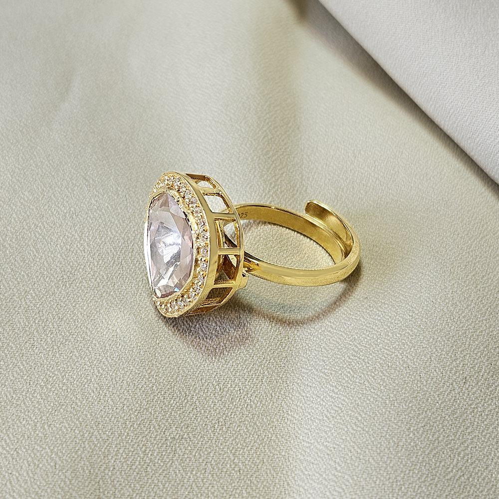 Arisha Silver Позолоченное кольцо из стерлингового серебра 925 пробы, украшения ручной работы из кундан с муассанитом и кубическим цирконием для женщин, индийские украшения