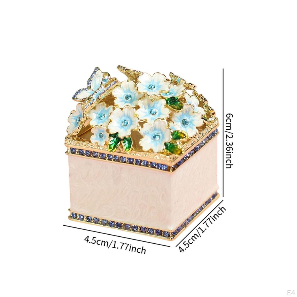 Hand Painted Trinket Box ,Vintage Jewelry Box, Decorative, Earrings Organizer Treasure Storage Case