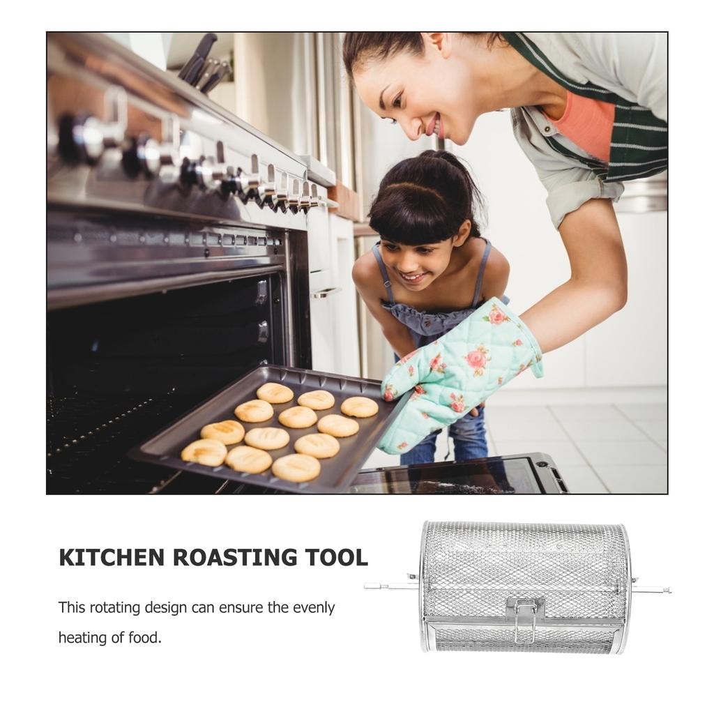 2Pcs Stainless Steel Rotating Cage Kitchen Roasting Tool Universal Grilled Cage Bbq Supplies Dining Bar Equipment