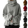 Women's Fashion Loose Pocket Casual Solid Colour Long Sleeve High Neck Pullover Sweatshirt