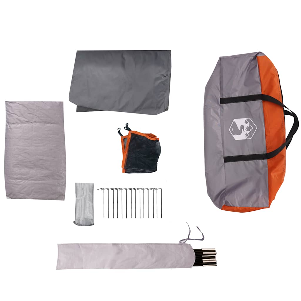 Family Tent with Porch 6 Person Gray and Orange Waterproof