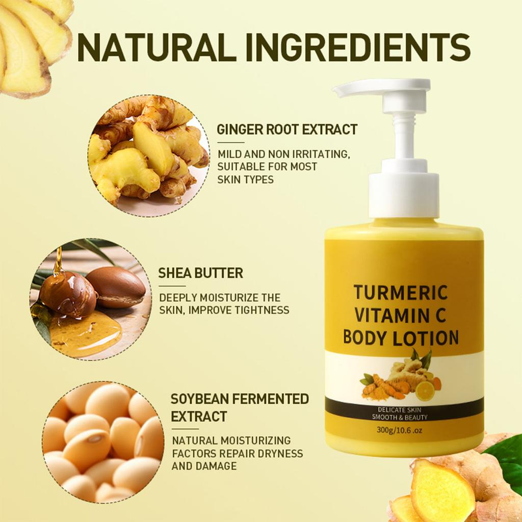 1 Pc 300g Turmeric Body Lotion – Fast-Absorbing Cream for Nourished, Smooth Skin