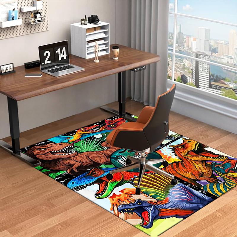 1PC Custom Name Dinosaur World Adventure Theme Floor Mat Ideal for Living Room, Game Rooms, Office, Bedroom,Floor Mat Playful Design
