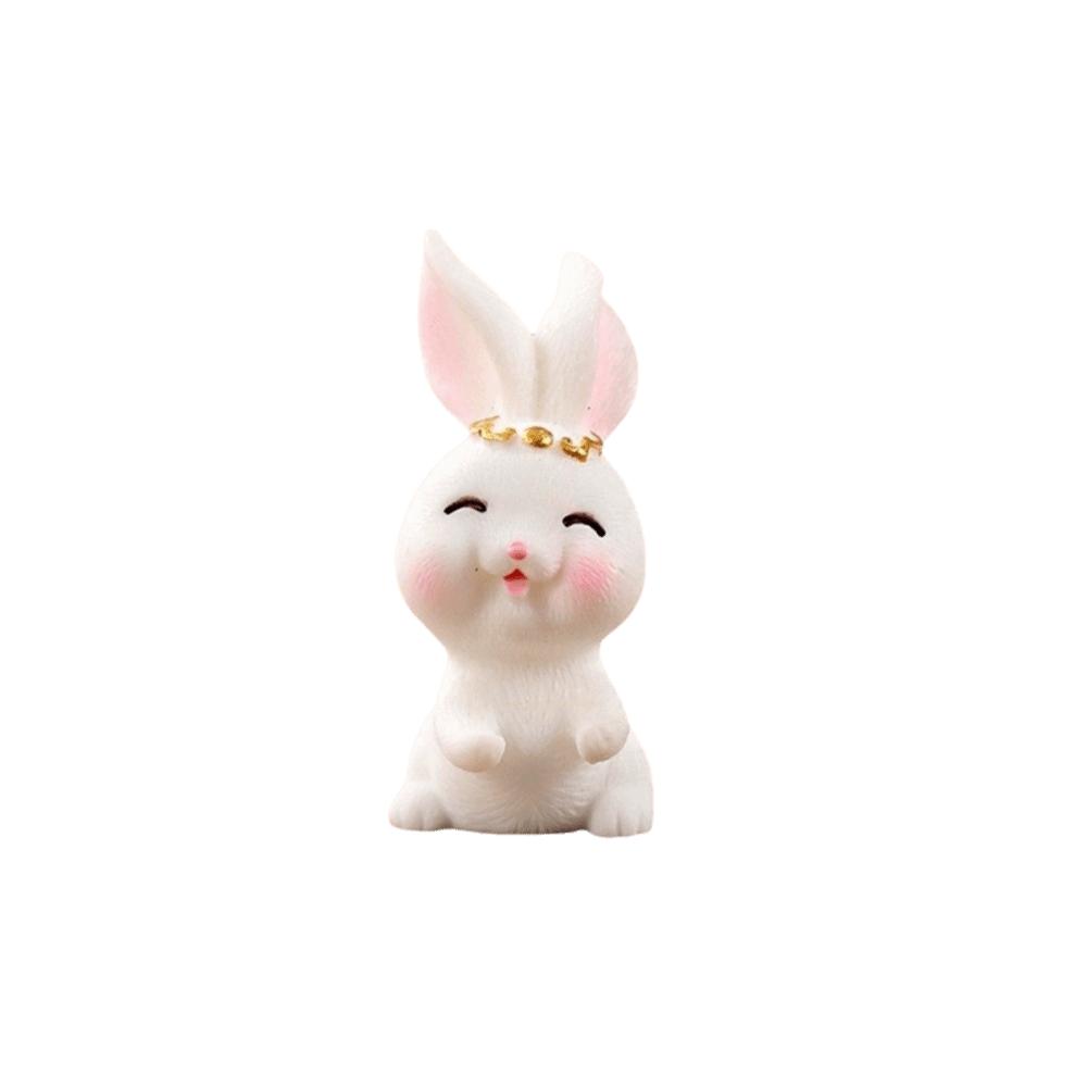 Resin Micro Landscape Decor White Rabbit Mid-Autumn Festival Desk Figurines Mini Ornaments Home