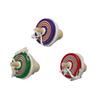 Miniature Japanese Traditional Wooden Toy Throwing Spinning Set of 3 Each In and Tops, (1 Red, Green, Purple)