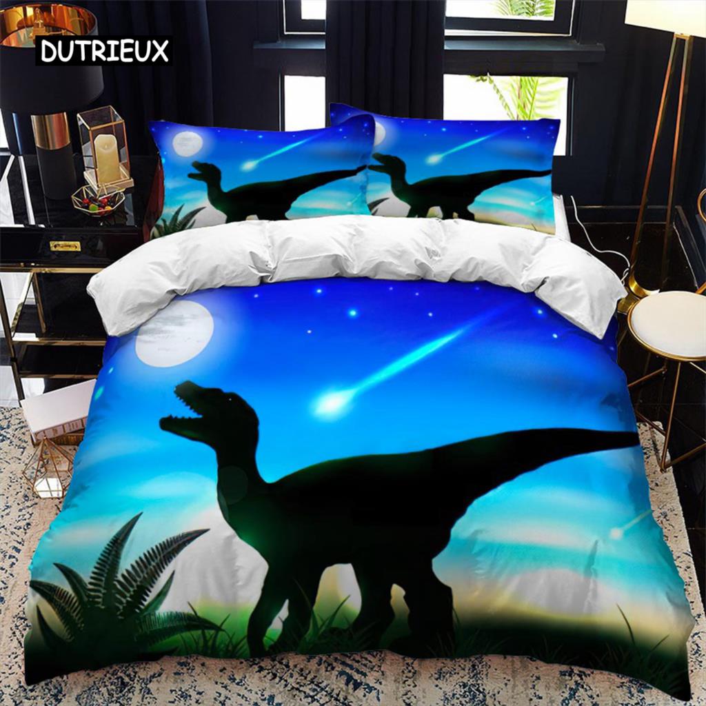 Комплект пододеяльника с силуэтом животного Воющий под луной Тема животного Пододеяльник для детей Мальчиков Микрофибра Кинг Твин Комплект постельного белья