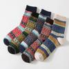5/10 Pairs Comfortable Casual Autumn Winter Thickened Warmth Socks for Men with Wavy Rabbit Wool Retro Ethnic Pattern Mid Calf Length