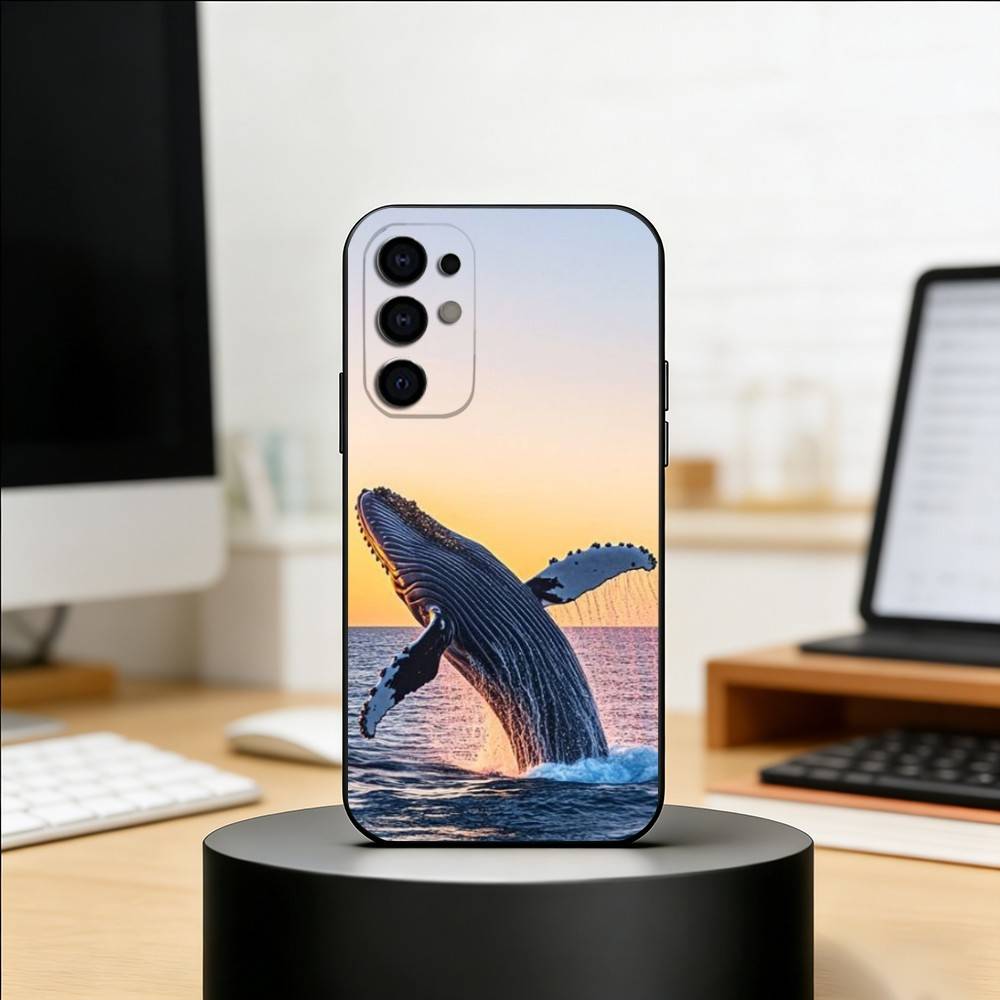 Чехол для телефона 'Синий кит в океане' для Samsung S25, S24, S21, S22, S23, S30, Ultra, S20, Plus, Fe, Lite, Note, 10, Черный чехол