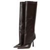 Autumn Winter New Fashion Minimalist Knee Boots for Women Europe America Pointed Slip-on High Heels Big Size Shoes 43 44