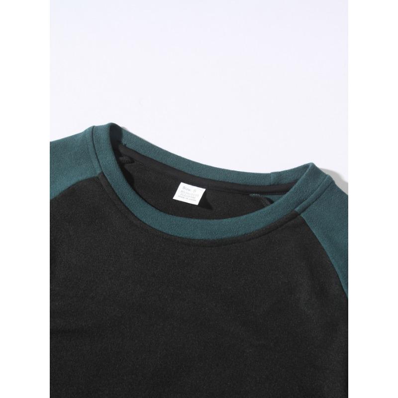Men S Slim Fit Round Neck Long Sleeve Color Block Pullover Base Layer