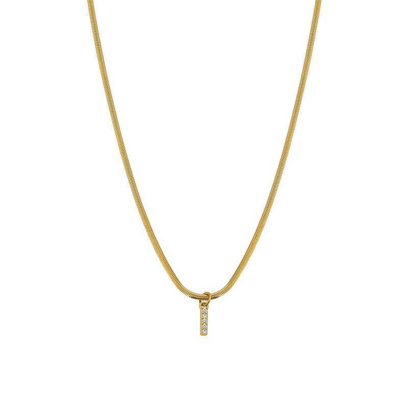 Neckontheline Diamond Letter Necklace European and American Ins Style Simple and Versatile Short Necklace Fine Snake Bones Chain