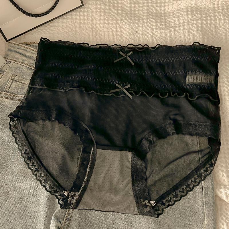 Women's Panties Plus Size Mid-waist Translucent Lace Edge Sexy Hip Lift Breathable Briefs