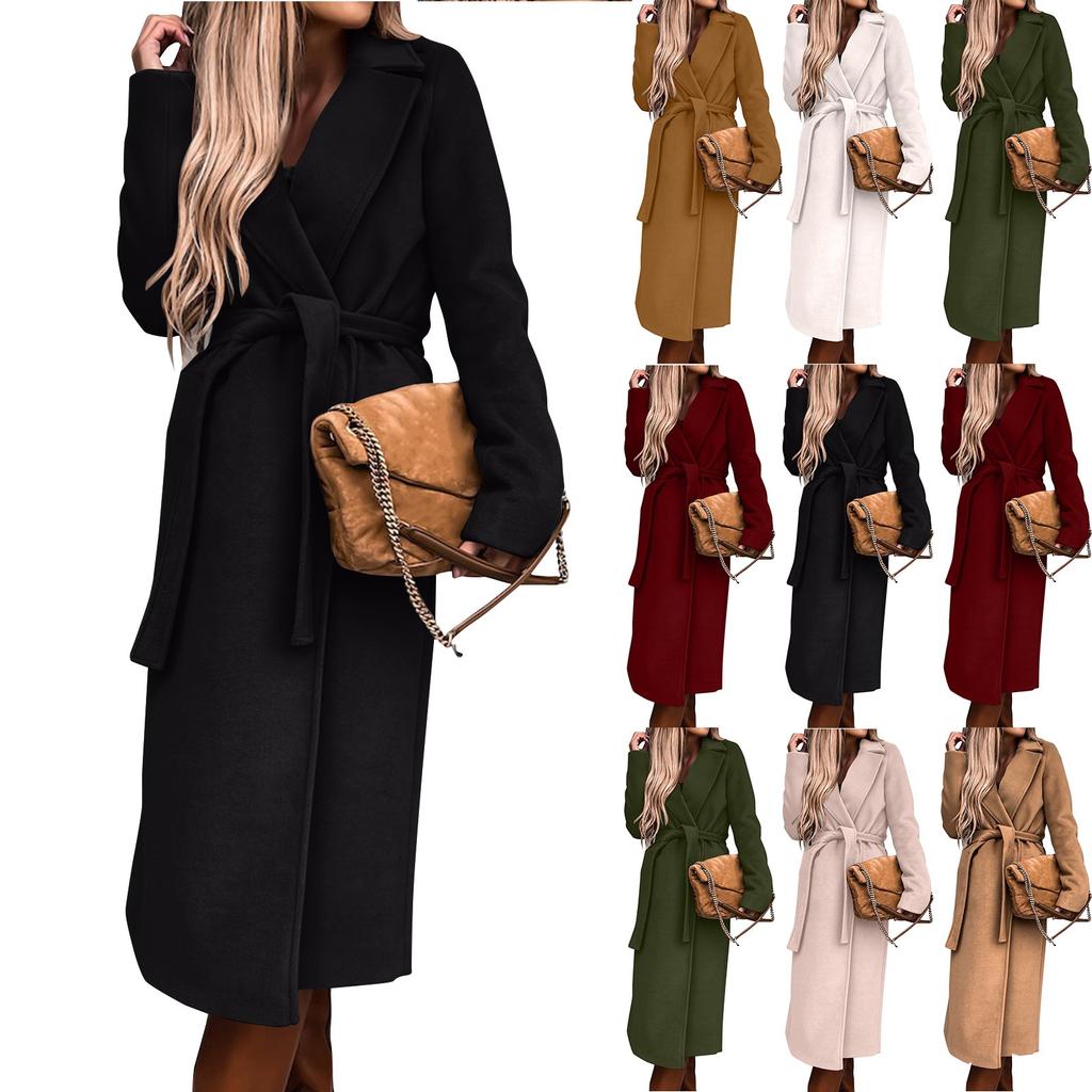 Women's Fashion Casual Hundred Lapel Coat Solid Color Long Sleeve Jacket