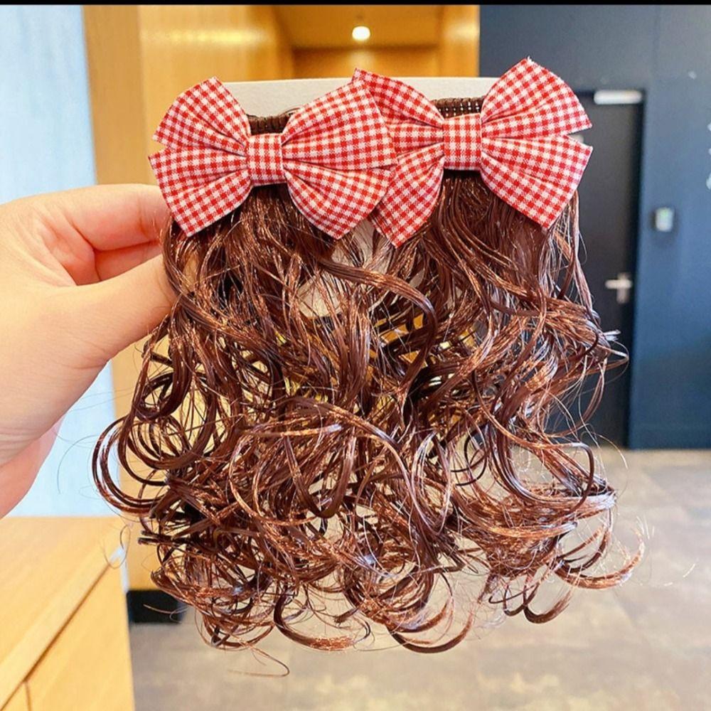 2Pcs Curly Baby Wig Hairpin Princess Bowknot Hairclip Fasion Children's Bow Wig Girls