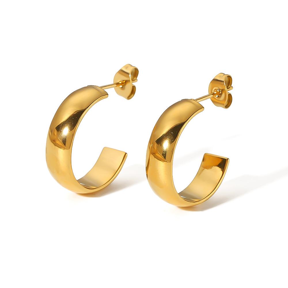 Hot-selling Titanium Steel Earrings 18K Gold C-type Twist Wire Stainless Steel High-end Personalized Earrings Fashion