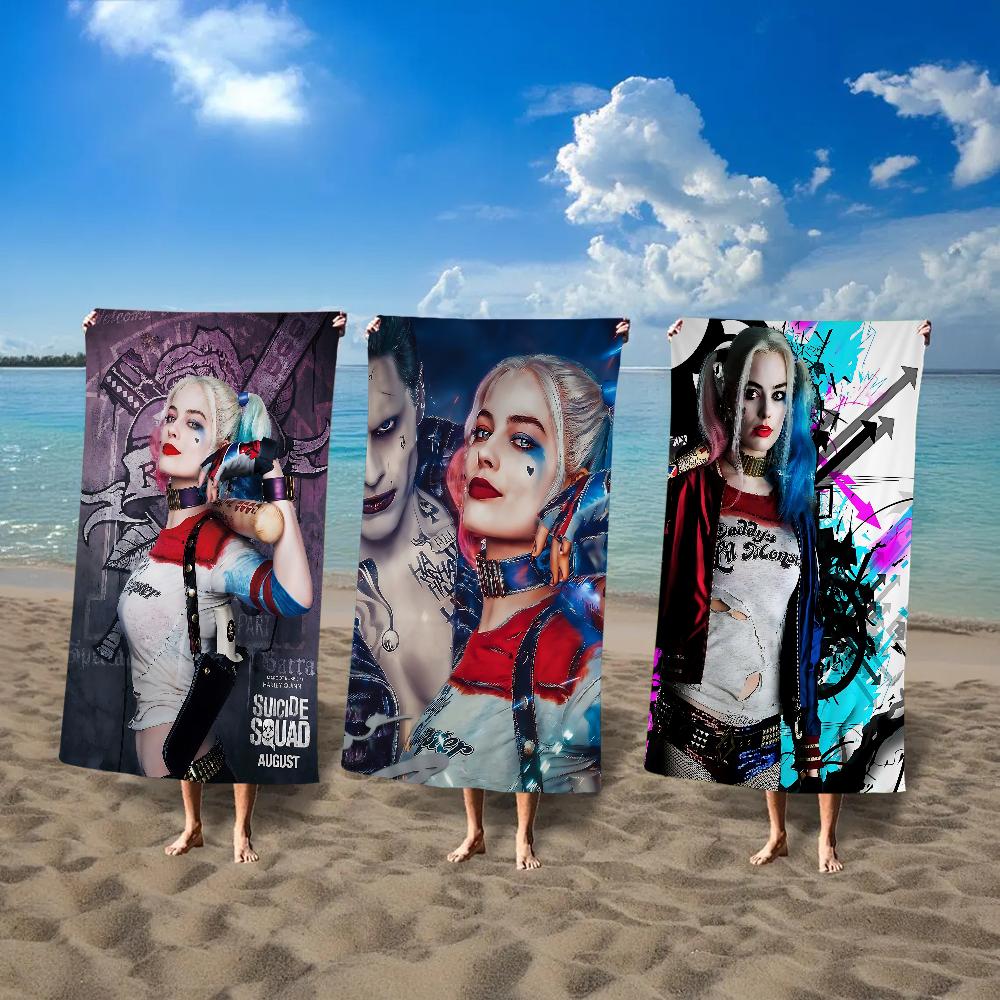 H-HarleyS Cool Q-Quinn Beach Towel Cartoon Cute Summer Kids Large Bath Pool Beach Towel Microfiber Absorbent For Swimming Travel