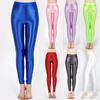 Women Glitter Stockings Sexy Satin Glossy High Waist Yoga Leggings Nine-point Shiny Oily Gloss