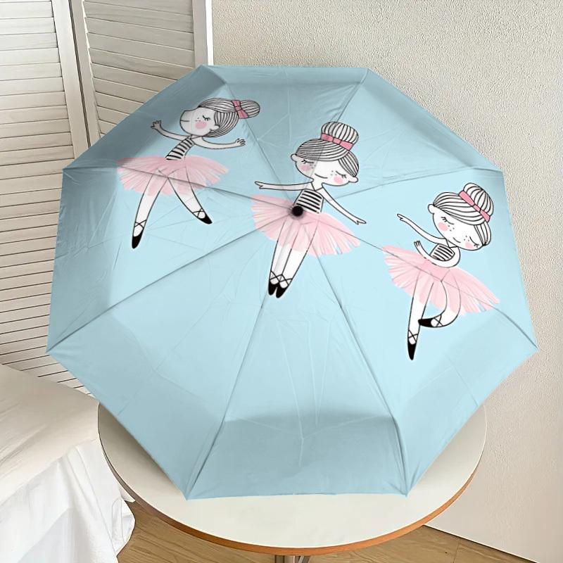 1PC Ballerina Ballet Umbrella-8-Rib Reinforced Portable Folding Travel Suitable for All Seasons Outdoor Daily Use-G407