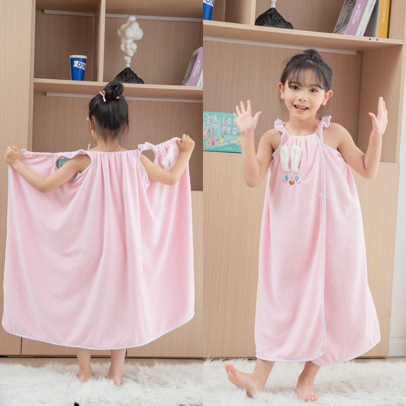 Новое детское носимое банное полотенце, юбка для душа на подтяжках, впитывающая флисовая юбка для душа из кораллового флиса, которая не легко линяет