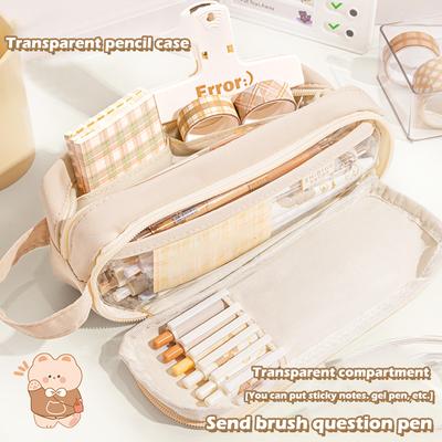 Kawaii Pencil Case Bag Portable Transparent Pen Pouch Box Waterproof for Girls Back to School Supplies Cute Korean Cancilware