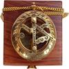 Brass Sundial Compass with Wooden Box  Brass  Copper Sun Clock