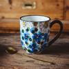 1pc 300ml Colorful Ceramic Floral Mug Porcelain Coffee Cup for Afternoon Tea and Milk Handle for Easy Grip Tea Cup Coffee Mugs