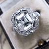 Huitan Elegant Women Wedding Rings with Prong-Set Crystal Cubic Zirconia Design Fashion Accessories Color Female Jewelry