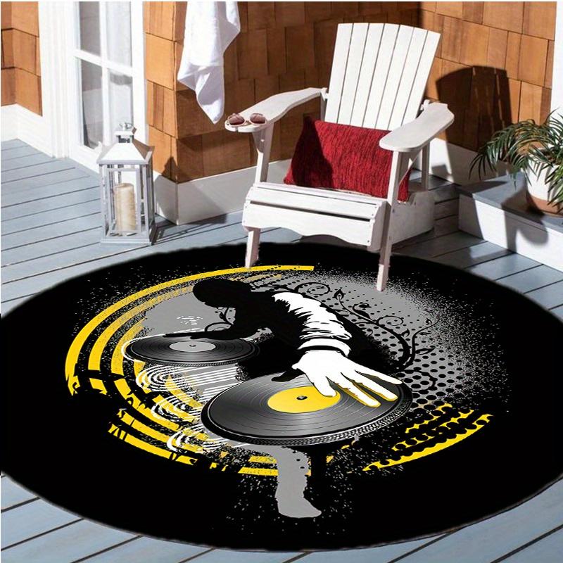 Music Disc Making Tent Footprint Round Rug Floor Mat Doorway Rug With Nonslip Backing Outdoor Patio Camping Rug Floor Mat Living Room Bedroom