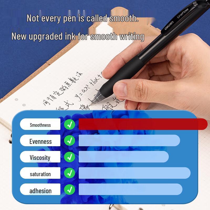 Deli 0.5mm Black Retractable Gel Pen Set