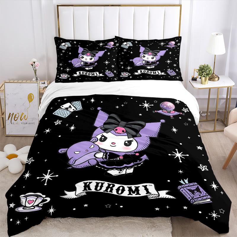 3pcs Cute Kuromi's Enchanted Night Quilt Cover Set - Soft and Cozy Bedroom, Guest Room and Dorm Decorative Bedding 3-Piece Set 1 Quilt Cover + 2