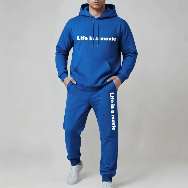 Mens Tracksuit Hooded Zip Sweatshirt Set Casual Sportswear 2 Piece Outfit