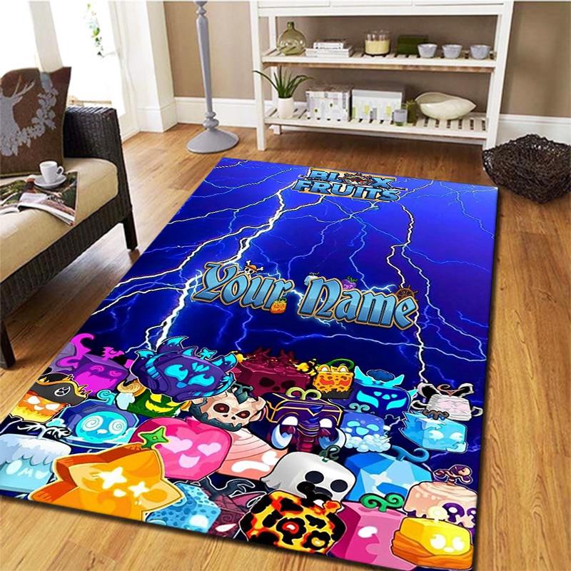 Bloody Fruits Adventure Custom Name Carpet Rug For Living Room Bedroom Home Sofa Decoration Kids Play Nonslip Floor Mat