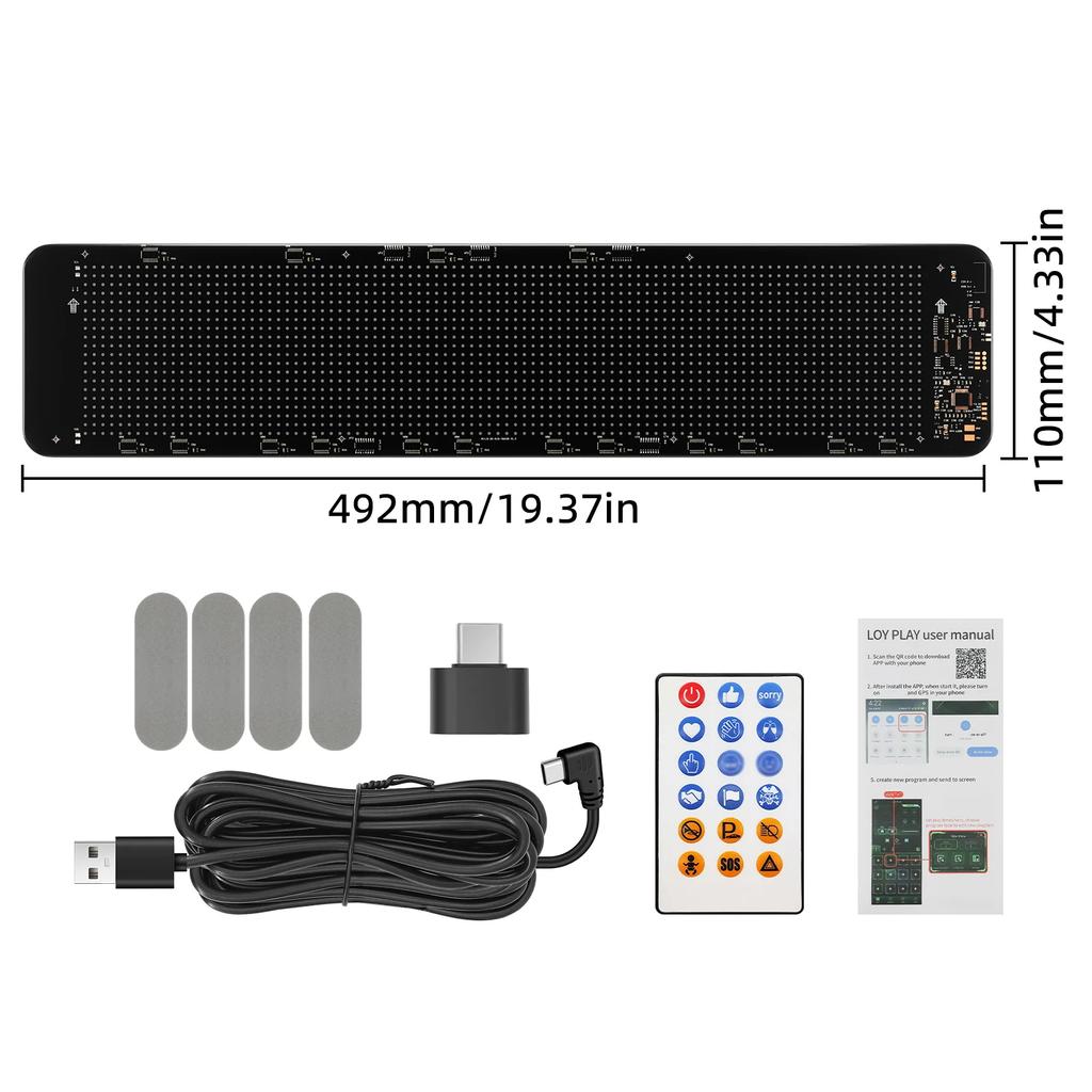 RGB LED Car Sign Animation LED Matrix Pixel Panel DIY Programmable Bluetooth-compatible App Control LED Flexible Display Light