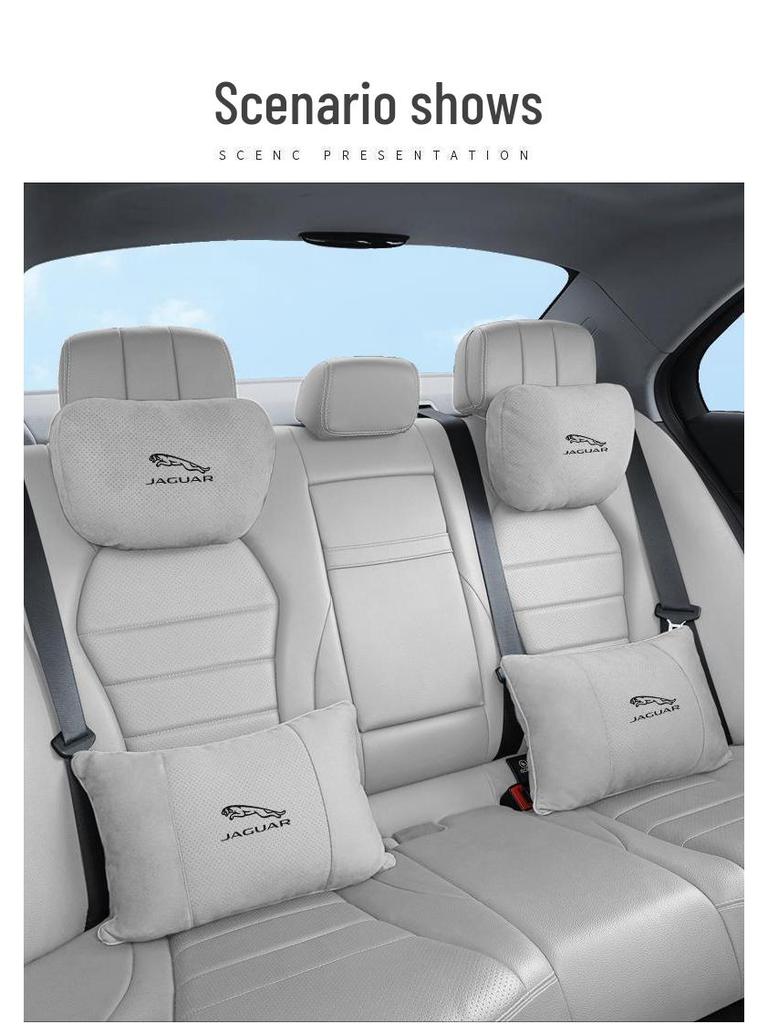 Дышащие подголовники с поддержкой шеи из замши для автомобильных сидений Jaguar XEL/XFL/F-PACE