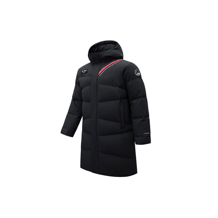 Anta Пуховик средней длины с капюшоном и мужской верхней одеждой Fiery Tech черный 152147945-2