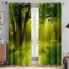 Forest Woods 3D Printed Curtains Scenery Green Sunshine Autumn Maple Leaves Nature Vitality Wear Rod Pocket Easy To Wash Curtain