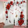 2D flat printing 2pcs Curtains Valentine's Roses and Butterflies Digital Printed Polyester Drapes Family Party Use for living