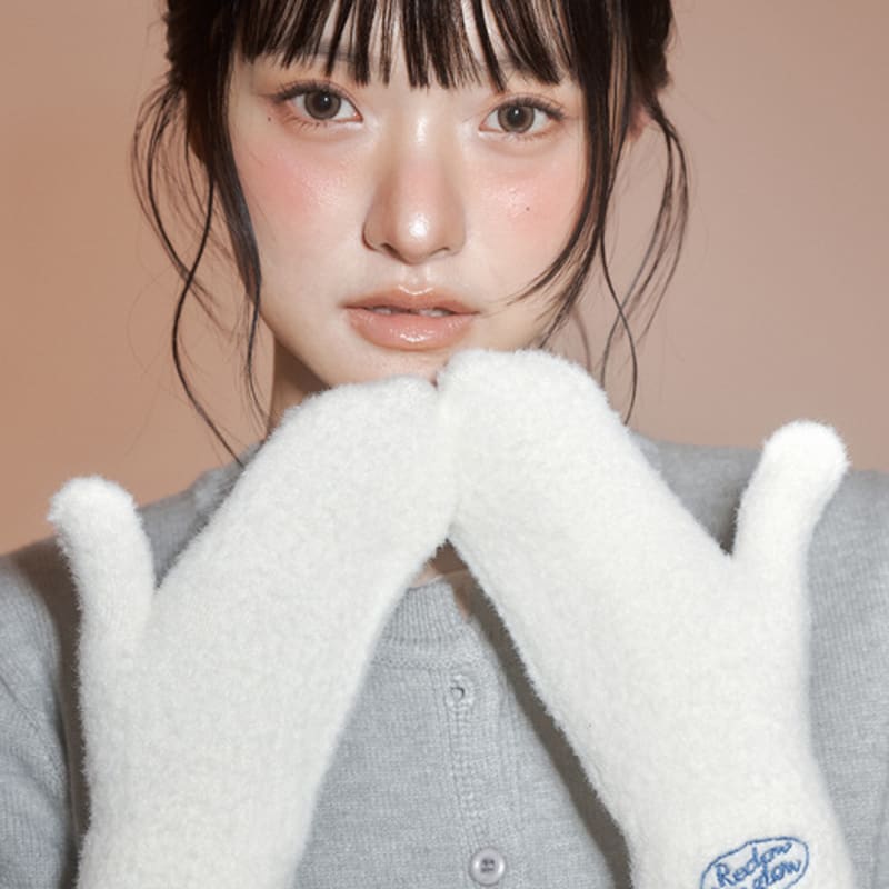 RECLOW ПУШИСТАЯ ВАРЕЖКА С ЛОГОТИПОМ ЦВЕТ СЛОНОВОЙ КОСТИ