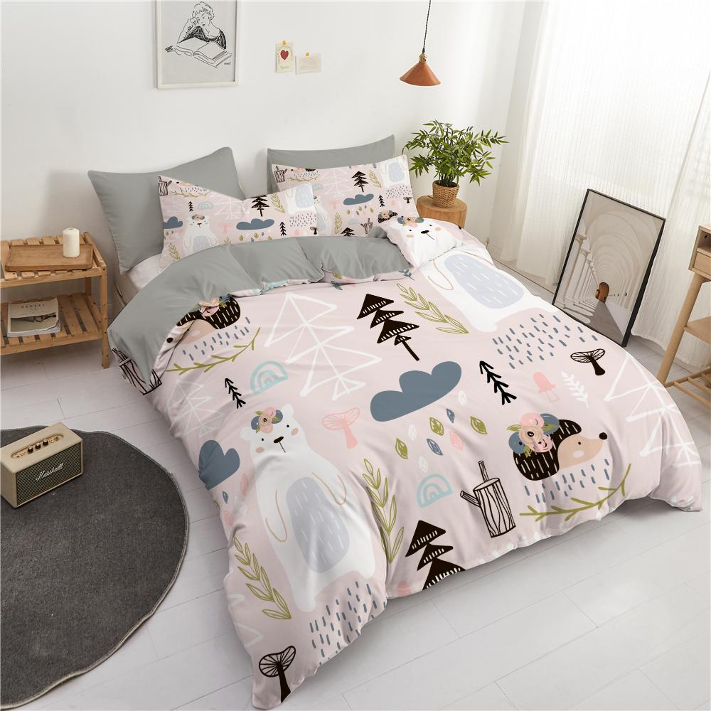 Пододеяльник с изображением лесной тематики King Queen, милый комплект постельного белья с изображением животных из мультфильмов, медведя, дерева, дикой природы, покрывало из полиэстера