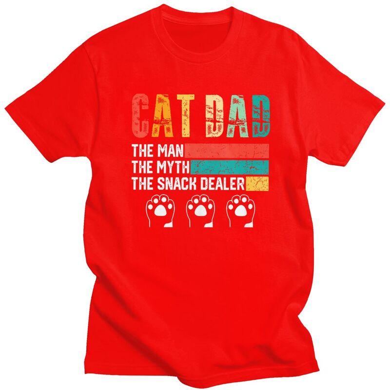 Custom Cool Vintage Cat Dad T Shirt Men Pure Cotton Tshirt Leisure Father Day Gift Tees Fashion Tshirt