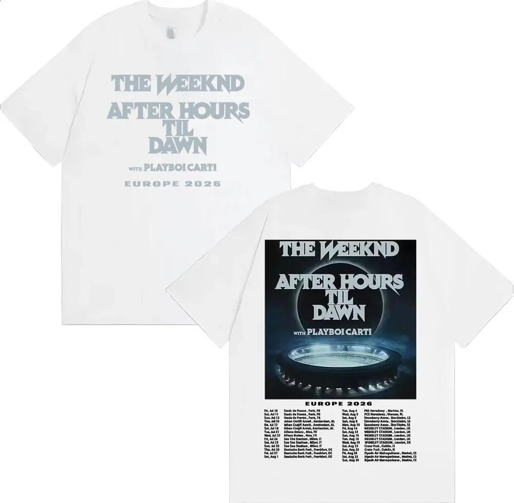 The Weeknd After Hours Til Dawn Европа 2026 Футболки Мужские Женские Мода Хип-Хоп Стиль Футболка Винтажная Повседневная Футболка с Коротким Рукавом