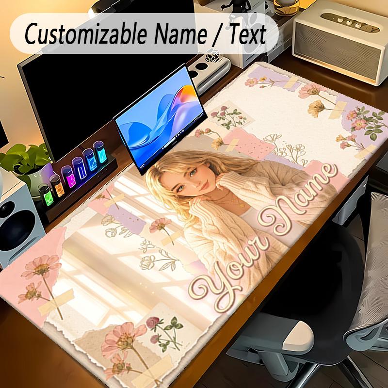 Large Mouse PadSabrina Carpenter Custom Name Text Personalized Desk Mat Non Slip Gaming Pad
