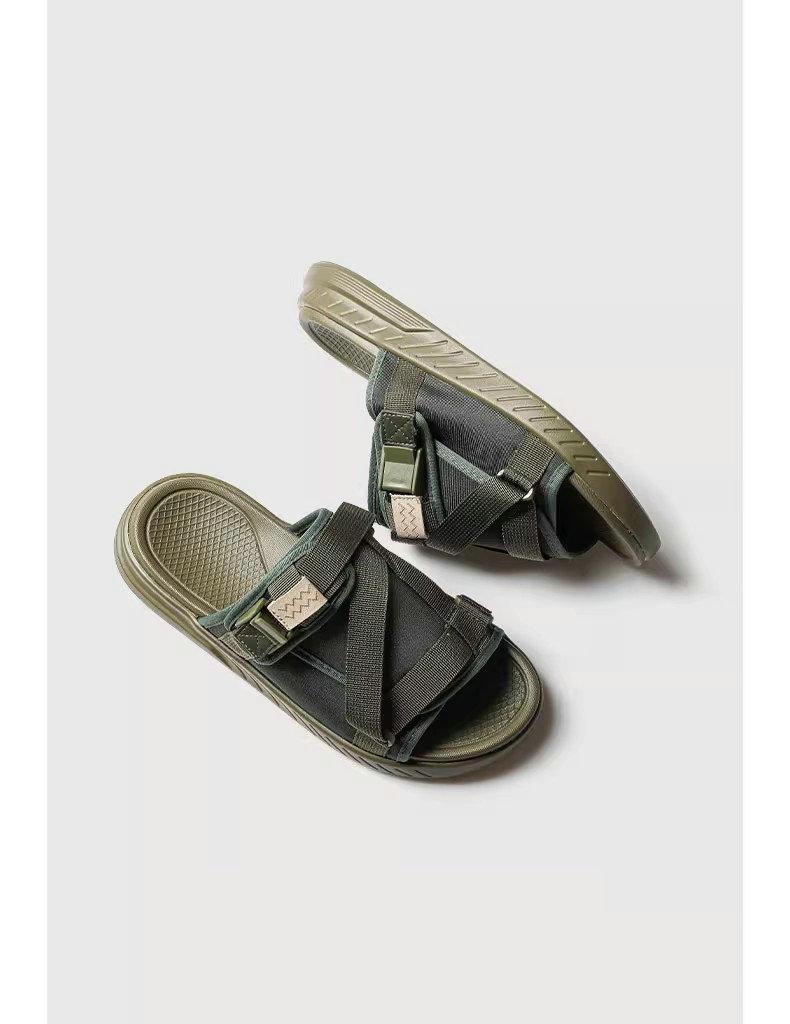 Модные мужские парусиновые повседневные тапочки Летние парные толстоподошвенные нескользящие пляжные тапочки Мужские сандалии