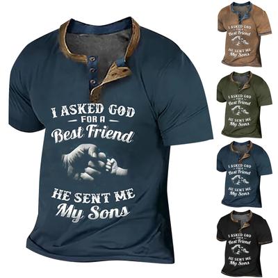 Муж. Футболка Футболки Графика Текст Черный Военный стиль Зеленый Бассейн Темно-серый 3D-печать Уличный стиль С короткими рукавами На пуговицах С принтом Одежда Классический