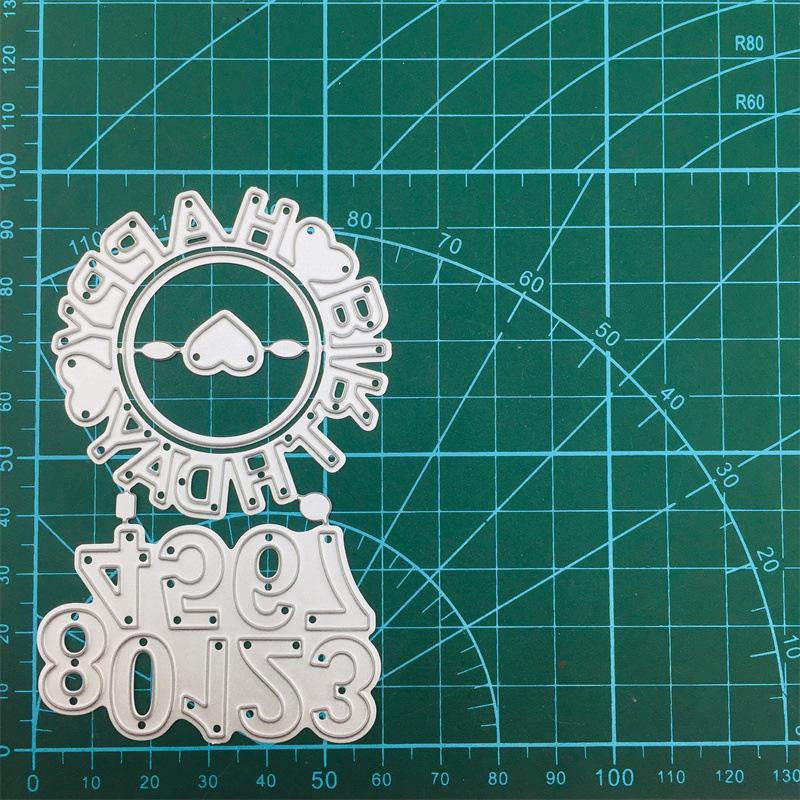 Номер и письмо на день рождения, художественный узор, металлические стальные трафареты, трафареты для скрапбукинга, ремесленные штампы, 3D DIY, изготовление фестивальных карт