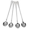 Home Kitchen Tool 4 Pcs Long Round Stainless Steel Coffee Honey Ice Cream Spoons