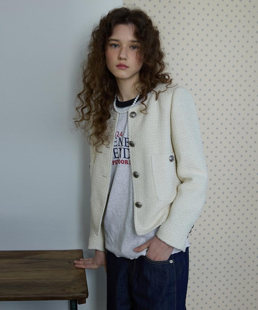 Opendoorstudio Texture Tweed Jaket Ivory