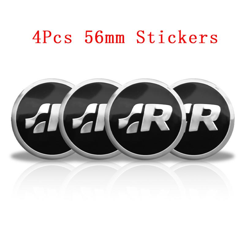 For VolkswagenMK6 4Pc 55mm 56mm 60mm 65mm Car Wheel Center Hub Cap Rim Cover Stickers For Volkswagen VW GTI R-Line R Polo T5 Golf Passat Scirocco