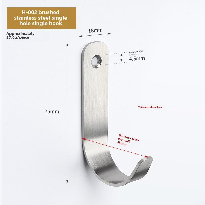 Black Stainless Steel Wall-Mounted Clothes Hook for Bathroom, Kitchen, or Door